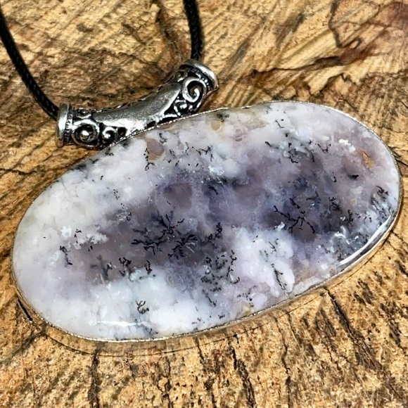 Large Sideways Dendritic Agate Pendant 1 1/2”x 2 1/2” - Picture 8 of 12